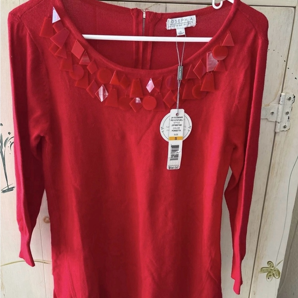 Joseph A Red Embellished Women's Top